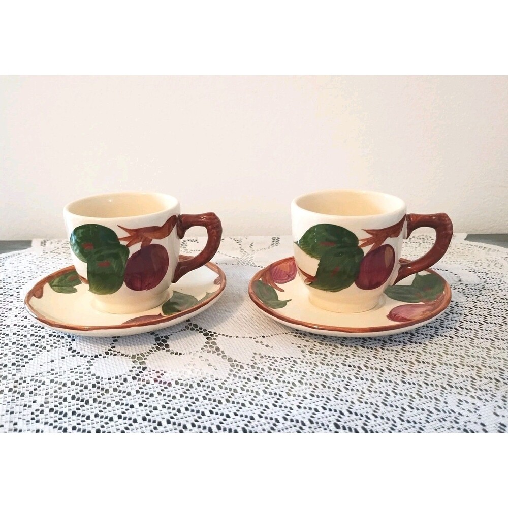 Vintage Franciscan Apple Dinnerware Set 2 Demitasse Cups & Saucers  England